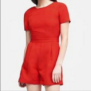 Red Linen Romper